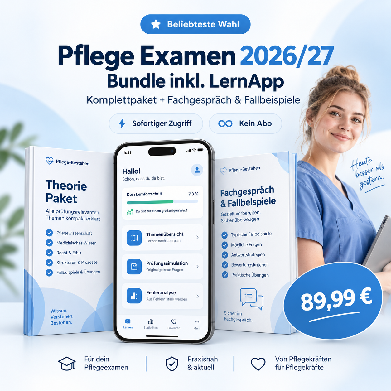 Vorschau: Pflege Examen 2026/27 – Bundle + Fachgespräch & Fallbeispiele + LernApp